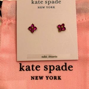 NWT KATE SPADE PINK CUBIC ZIRCONIA FLOWER EARRINGS (Match pink necklace).